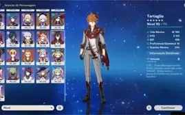 Conta de Genshin Impact 11 personagens 5* 7 armas 5*