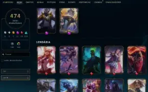 Conta league of legends 474 skins e 1700 reais gastos