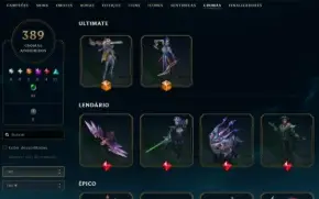 Conta league of legends 474 skins e 1700 reais gastos