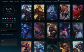 Conta league of legends 474 skins e 1700 reais gastos