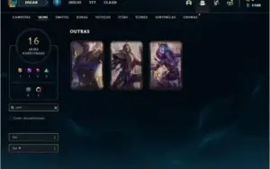 Conta unranked ( ex platina ) com 16 skins e 38 champs