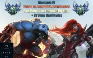 Conta Única Diamante IV Com Todos Campeões + 73 Skins