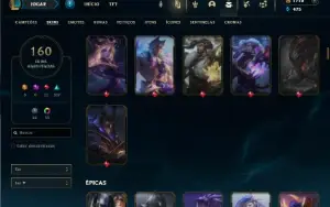Bronze 4 com 150 Champs e 160 Skins + 1700 RP