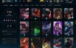 Bronze 2 com TODOS os Champs e 120 Skins ( MID / JG )