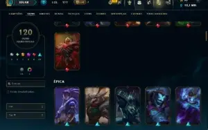 Bronze 2 com TODOS os Champs e 120 Skins ( MID / JG )