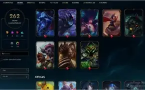CONTA DE LOL COM 200 SKINS,GOLD 2, 1M DE MAESTRIA YORICK,30C