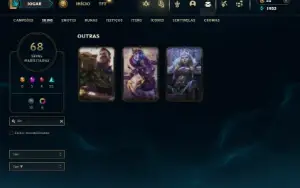 Unranked com 140 Champs e 68 Skins ( JG / MID / TOP )
