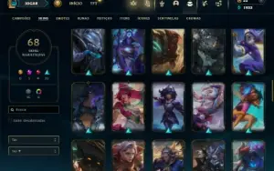Unranked com 140 Champs e 68 Skins ( JG / MID / TOP )