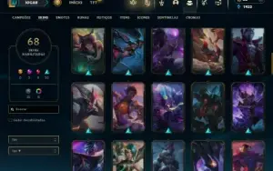 Unranked com 140 Champs e 68 Skins ( JG / MID / TOP )