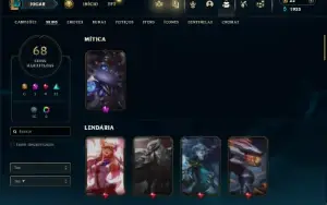 Unranked com 140 Champs e 68 Skins ( JG / MID / TOP )