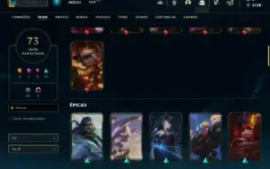 Ouro 4 com 125 Champs e 73 Skins + 5 Vitoriosas