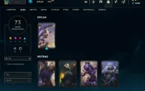 Ouro 4 com 125 Champs e 73 Skins + 5 Vitoriosas