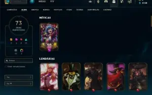 Ouro 4 com 125 Champs e 73 Skins + 5 Vitoriosas