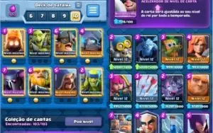 Conta Clash Royale - NVL13 - 100kGold - 1k Gemas