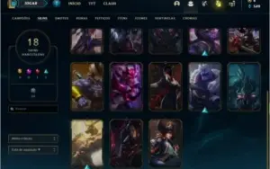 Conta ouro 3 com 18 skins e 57 champs