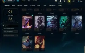 Conta ouro 3 com 18 skins e 57 champs