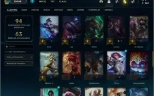 Conta ouro 3 com 18 skins e 57 champs