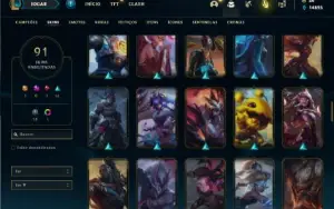 Conta unranked com 95 Champs e 91 Skins + 400k de Jayce