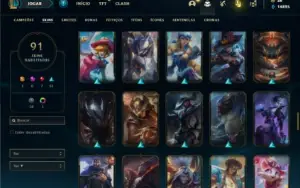 Conta unranked com 95 Champs e 91 Skins + 400k de Jayce