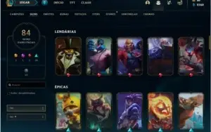 Conta prata 2 com 84 skins e 118 champs