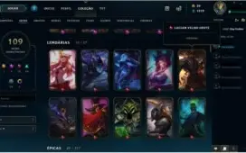 Conta LOL - Level 187, 110 Skins Raras, R$1500 Gasto, Ouro2.