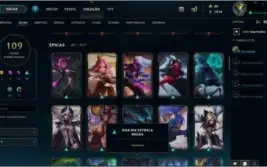 Conta LOL - Level 187, 110 Skins Raras, R$1500 Gasto, Ouro2.