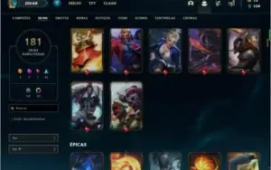 Conta platina 3 com 181 skins e TODOS os champs ( MAIN SUP )