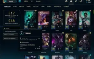 Conta platina 3 com 181 skins e TODOS os champs ( MAIN SUP )