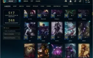 Conta platina 3 com 181 skins e TODOS os champs ( MAIN SUP )