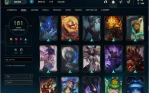 Conta platina 3 com 181 skins e TODOS os champs ( MAIN SUP )