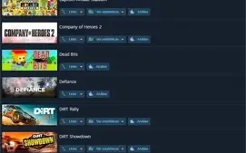 Steam com 63 jogos, como Tomb Raider, Tony Hawks, F1 2018 ..