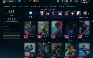Unranked com TODOS os Champs e 174 Skins + 2200 RP