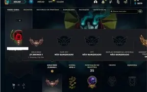 Conta Bronze 1 com 28 Champs e 5 Skins + 8 Espolios