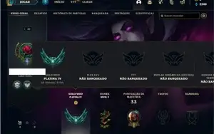 Conta Platina 4 com 36 Champs e 6 Skins + 1 Fragmento