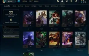 Conta Platina 4 com 36 Champs e 6 Skins + 1 Fragmento