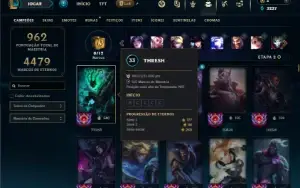 Unranked com TODOS os champs e 476 Skins + 8 Prestigios