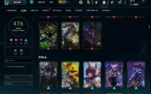 Unranked com TODOS os champs e 476 Skins + 8 Prestigios