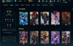 Unranked com TODOS os champs e 476 Skins + 8 Prestigios