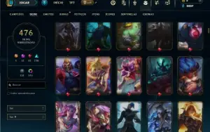 Unranked com TODOS os champs e 476 Skins + 8 Prestigios