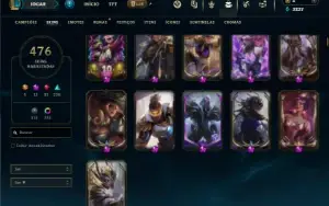 Unranked com TODOS os champs e 476 Skins + 8 Prestigios