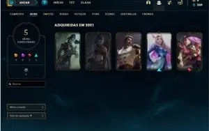 Conta ouro 3 com 5 Skins e 30 Champs