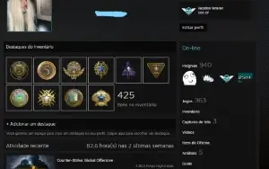 Conta Csgo - 11 Medalhas + 363 Jogos Pagos + Lvl 303 Steam