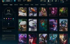 Unranked com 95 Champs e 75 Skins ( SUP / ADC )