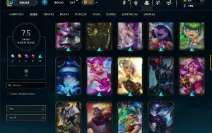 Unranked com 95 Champs e 75 Skins ( SUP / ADC )
