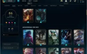 Conta Lol 99 champ, 86 skins, parei de jogar tem muito tempo