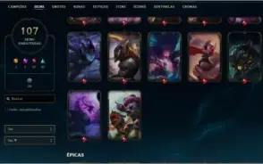 conta lol 107 skins