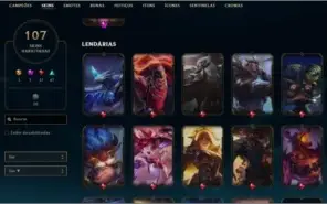 conta lol 107 skins