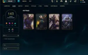 Platina 3 com 135 Champs e 143 Skins + 550k de Yasuo