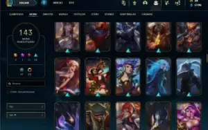 Platina 3 com 135 Champs e 143 Skins + 550k de Yasuo