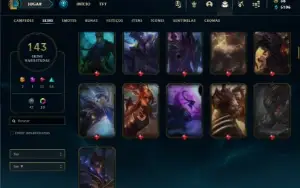 Platina 3 com 135 Champs e 143 Skins + 550k de Yasuo